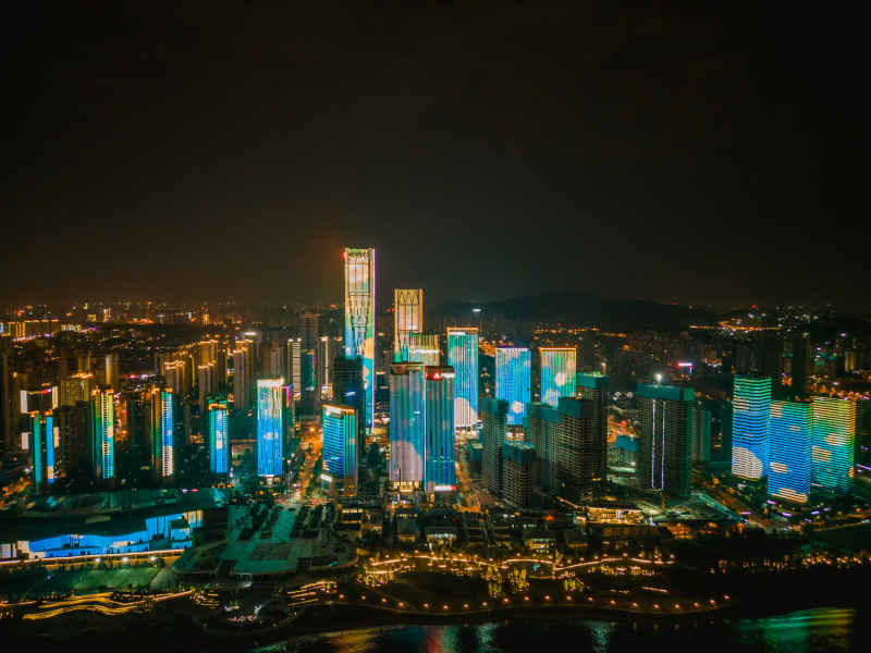 航拍 湖南 长沙 城市 夜景 长沙建设