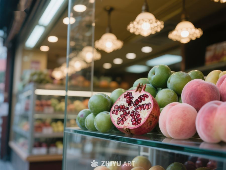 水果店展示柜中的新鲜水果 528