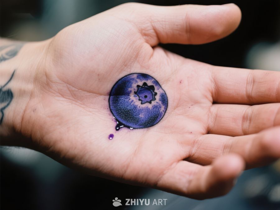 手心中的紫色圆形图案 519