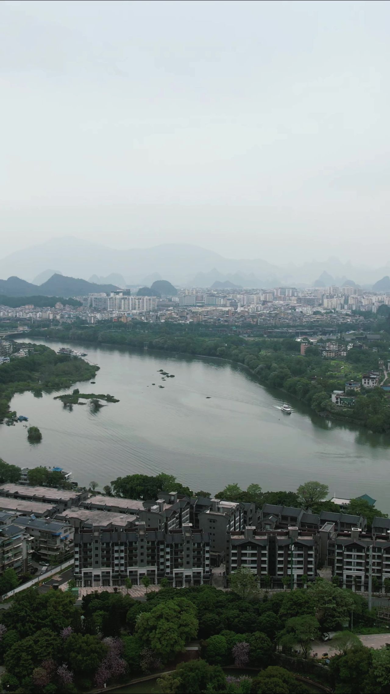 桂林城市风光竖屏航拍