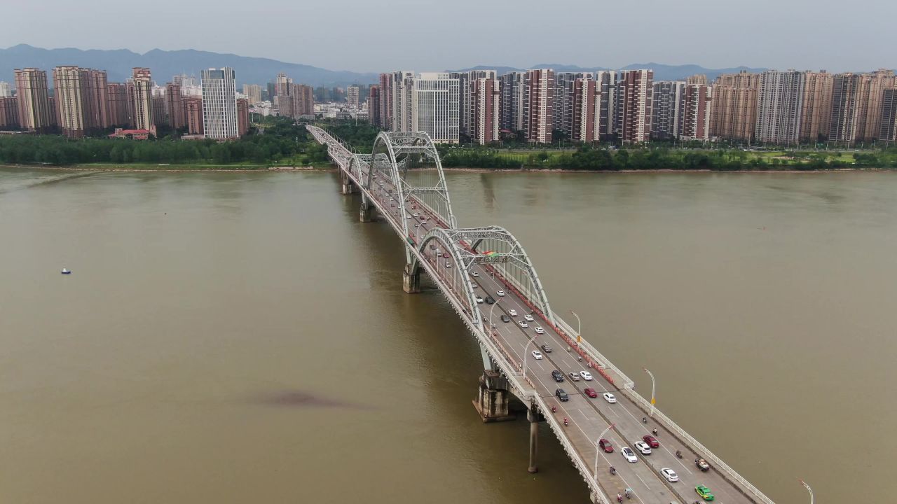  江西吉安大桥交通航拍