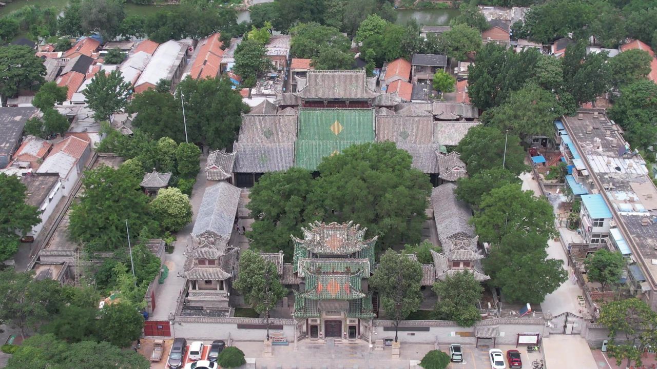 山东聊城古城中华水上古城航拍
