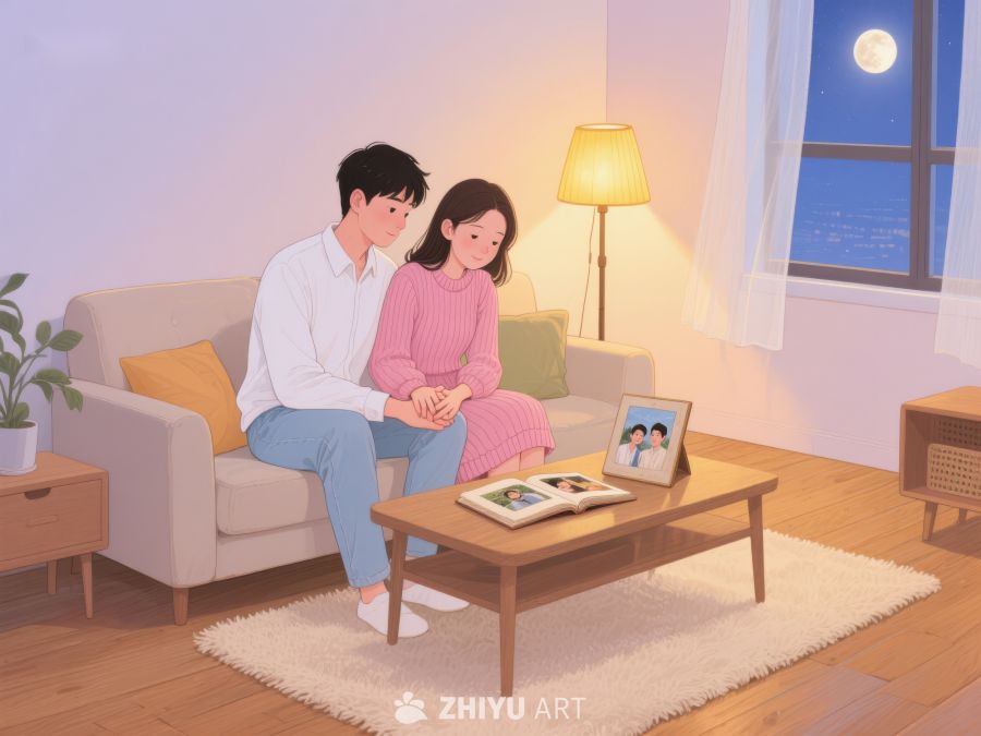 温馨夜晚，情侣共度时光 885