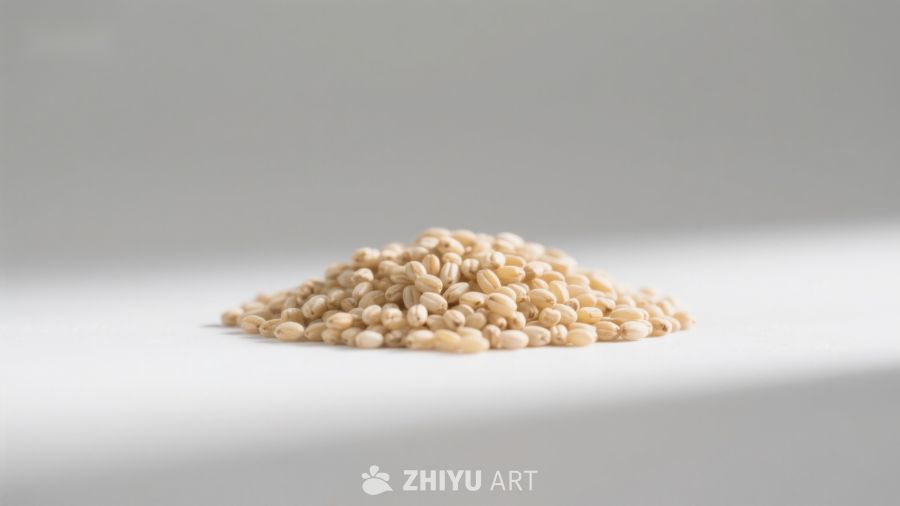 一堆浅色谷物粒