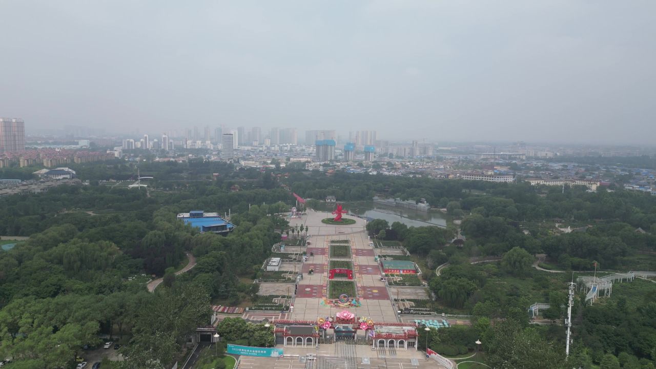  航拍山东菏泽曹州牡丹园4a景区