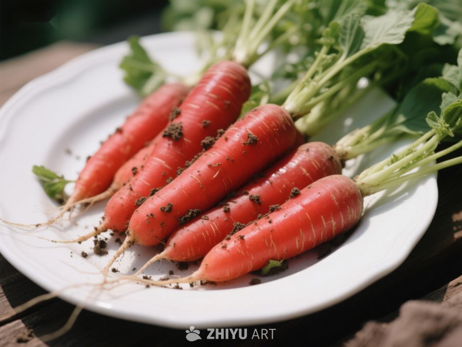 新鲜胡萝卜盘中展示 422