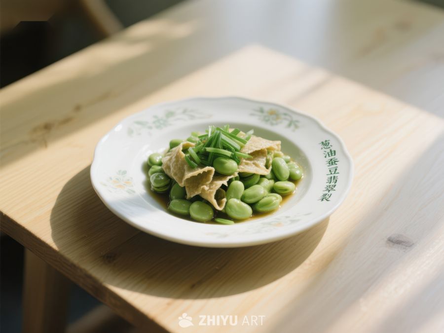 清炒毛豆配豆腐皮，简约美食 703