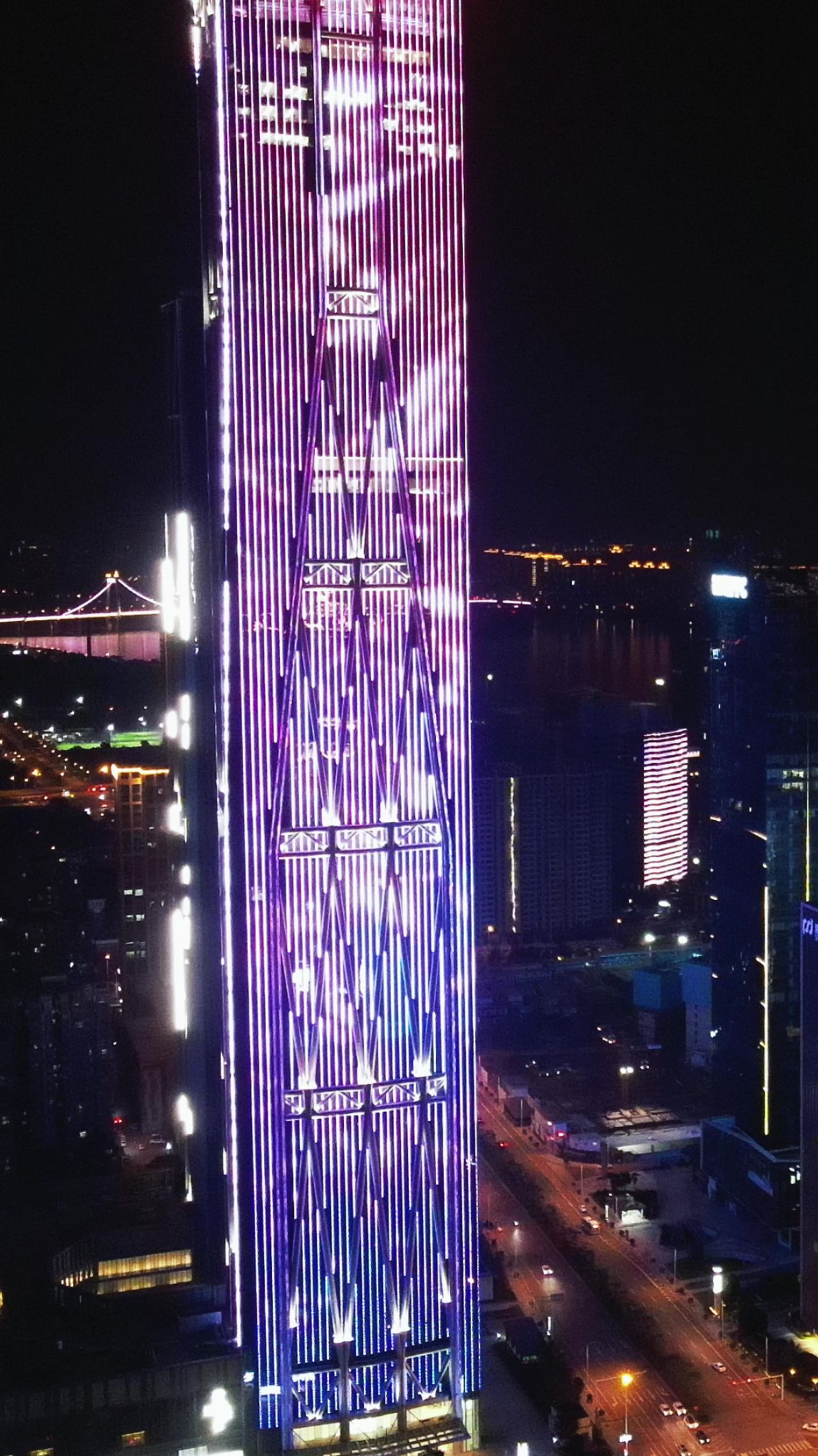 城市航拍湖南长沙平安大厦夜景