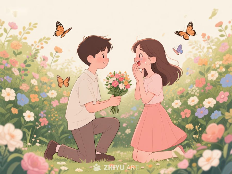 花丛中求婚的浪漫瞬间 329