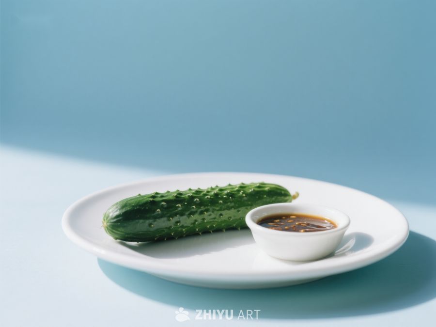 黄瓜配酱碟，简洁美食摆盘 149