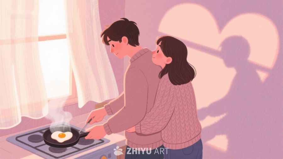 温馨厨房，情侣共煮早餐 349