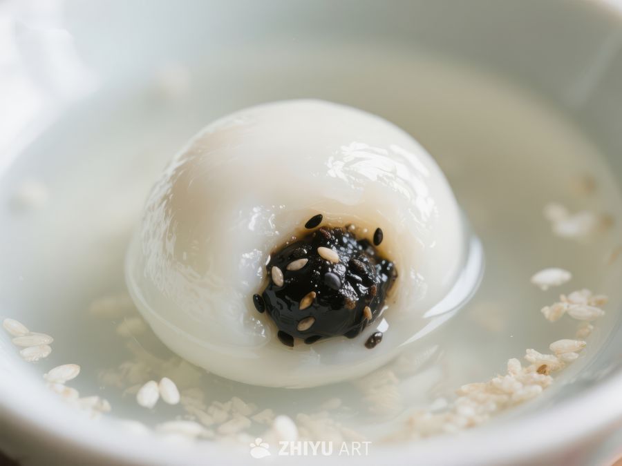 黑芝麻汤圆在清水中 316