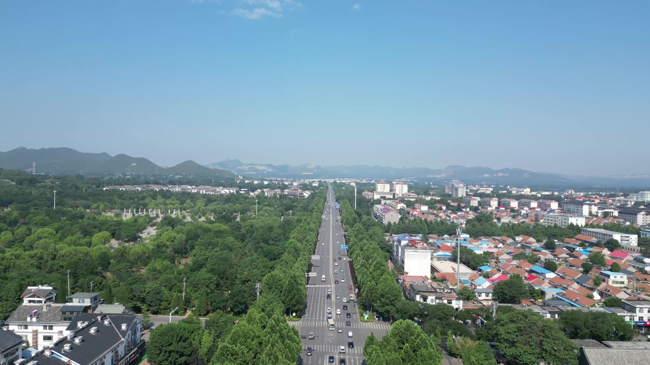 航拍山东潍坊青州城市风光