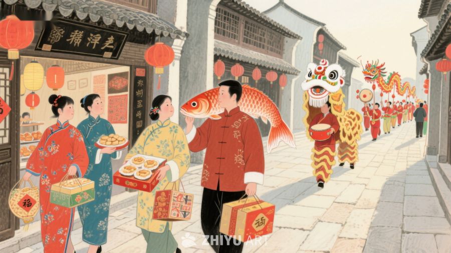 新春佳节街头热闹场景 1043