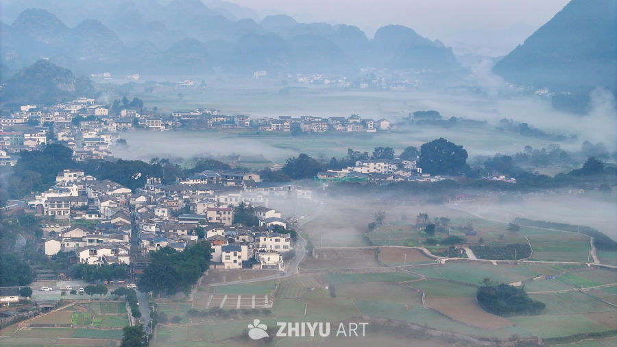 水墨画般的乡村晨景 35