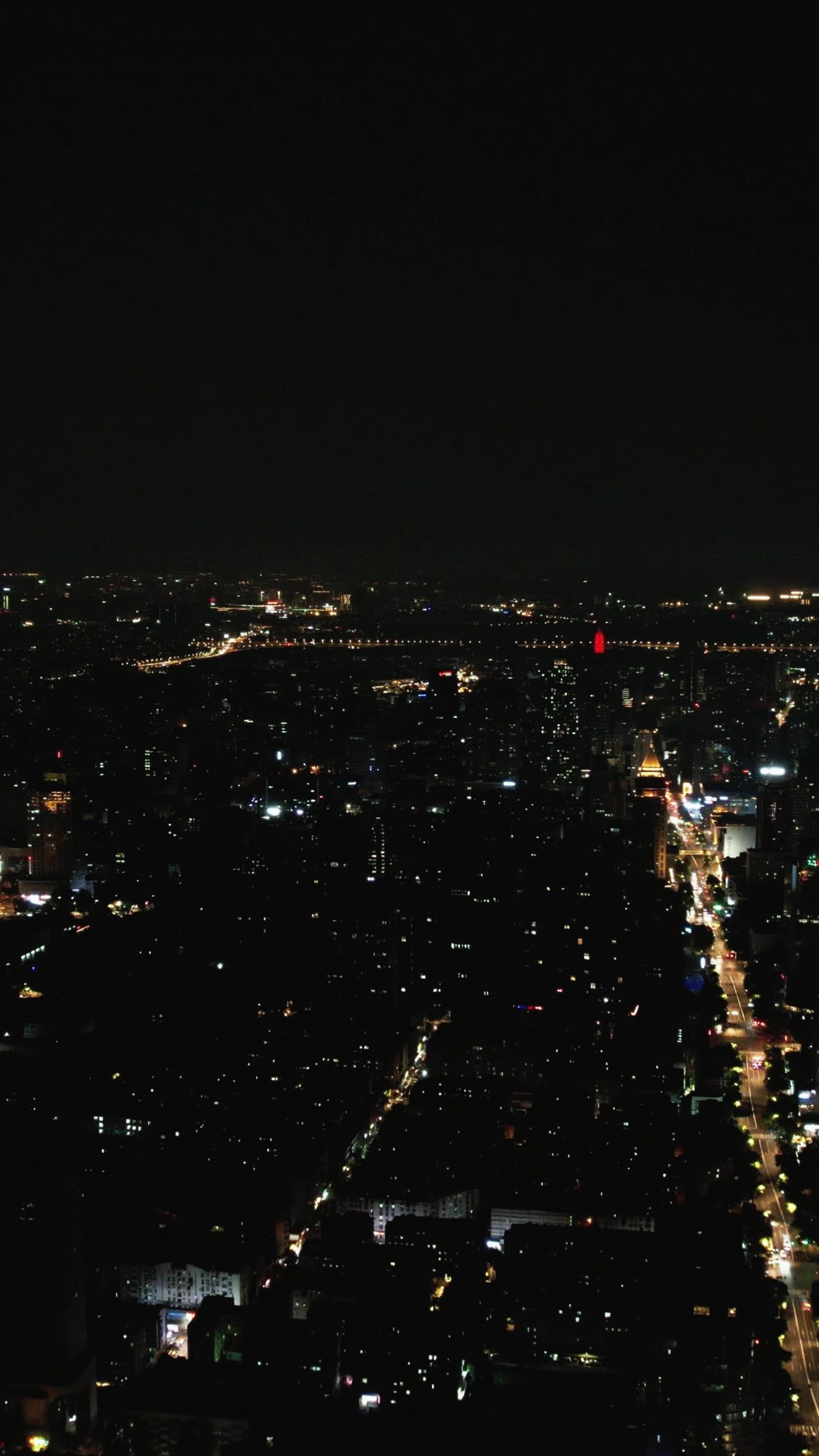 南京夜景大景竖屏航拍