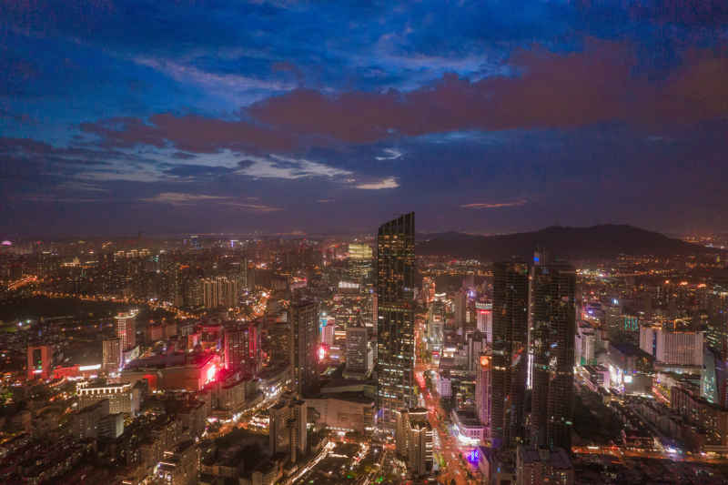 航拍 江苏 无锡 城市 夜景