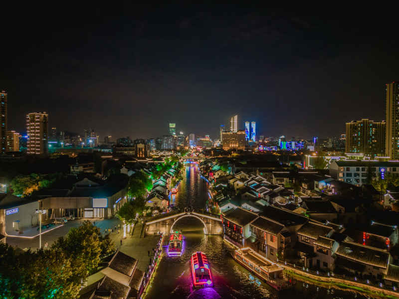 航拍 江苏 无锡 城市 夜景