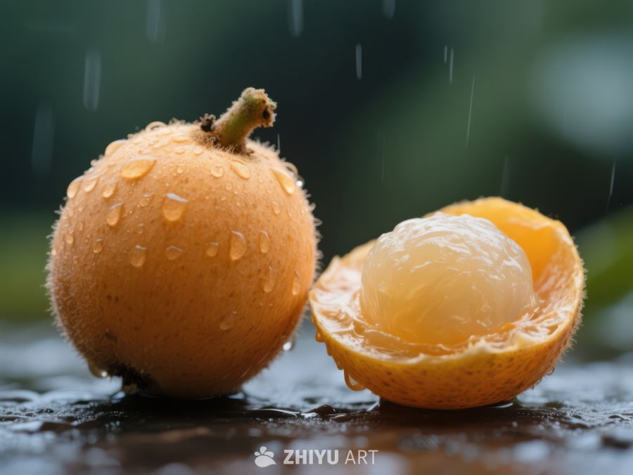 新鲜荔枝，雨中特写 605