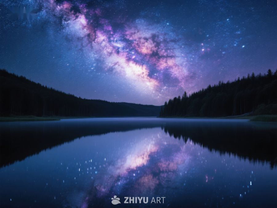 银河映湖夜景 538