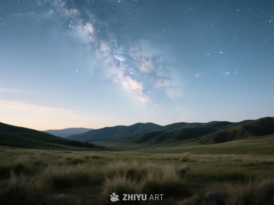 星空下的草原与远山 158