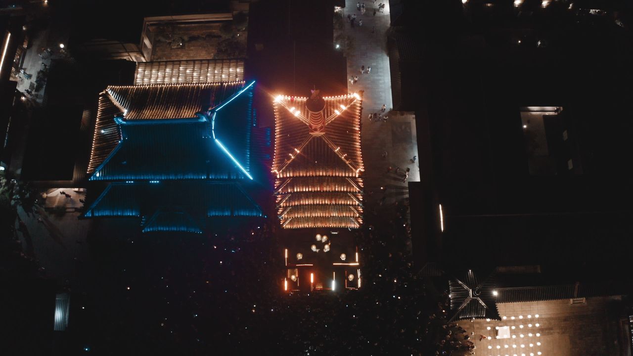 无锡拈花湾夜景航拍