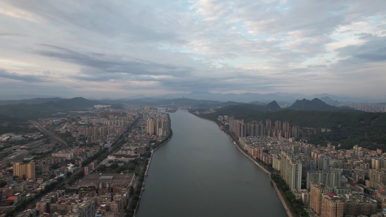 广东韶关城市风光航拍 