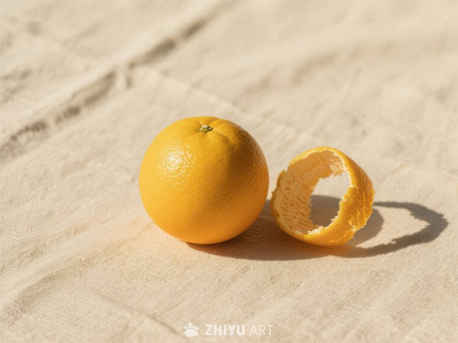 剥皮橙子与完整橙子并置 25