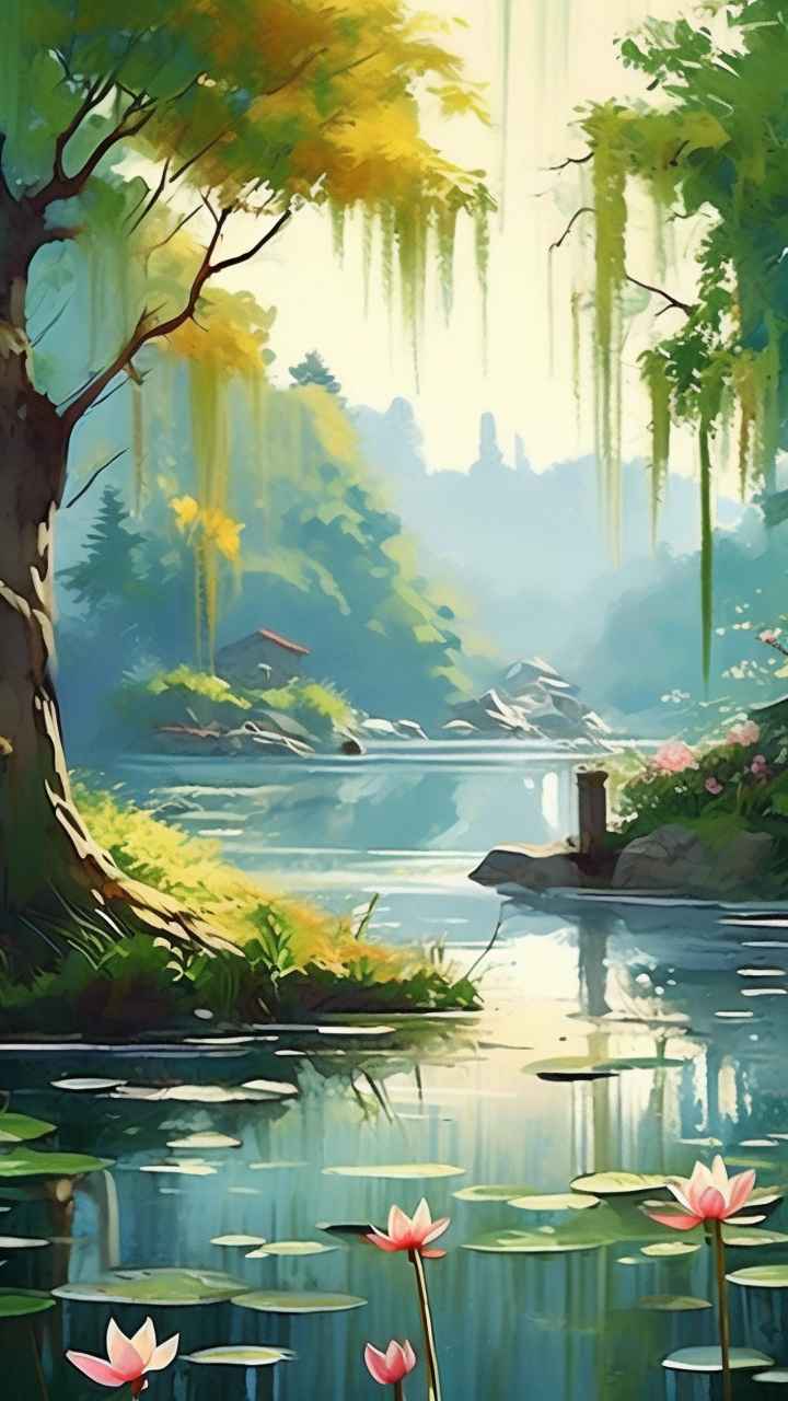 国风水墨山水画简约风格插画 34