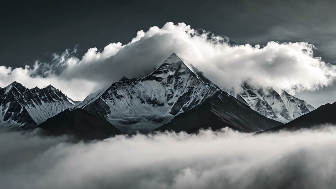 珠穆朗玛峰喜马拉雅山脉航拍日出日落云海延时 18
