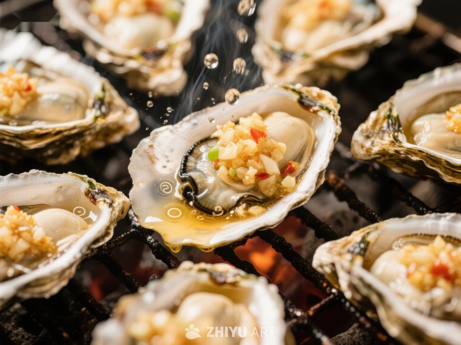 蒜蓉烤生蚝，美味海鲜烧烤