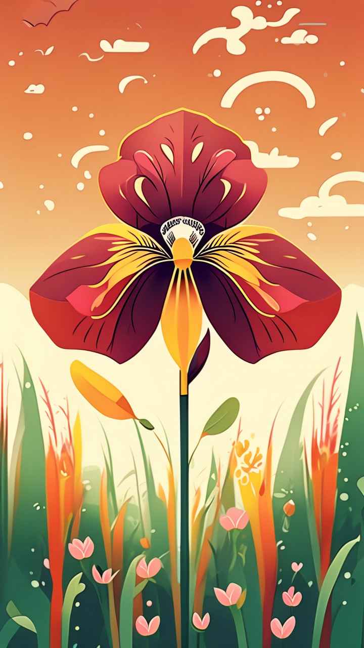 春季鸢尾扁平插画 15