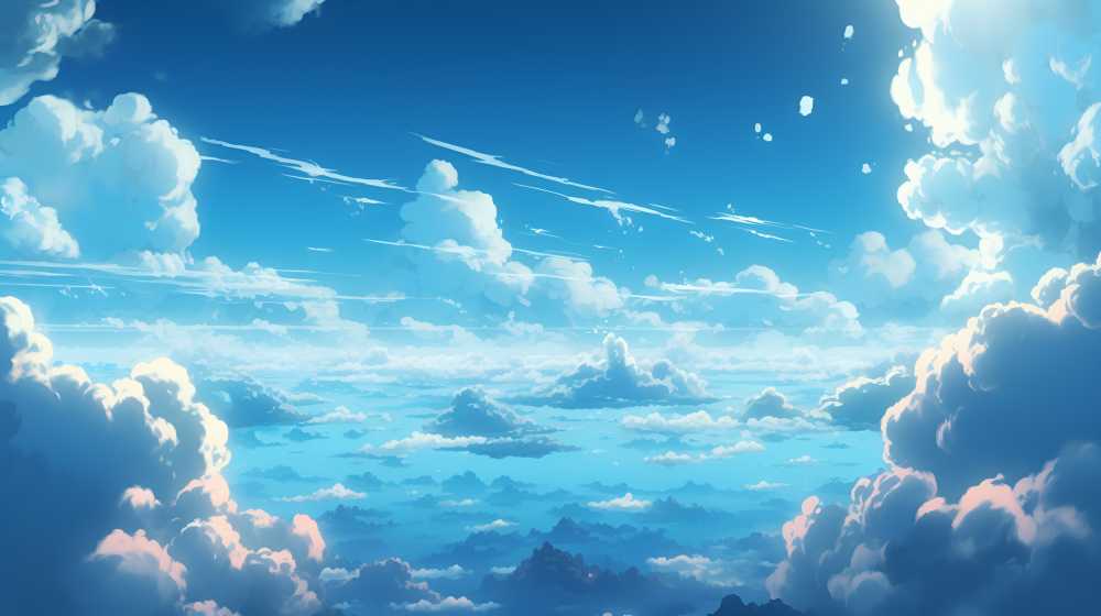 大海蓝天白云插画夏季
