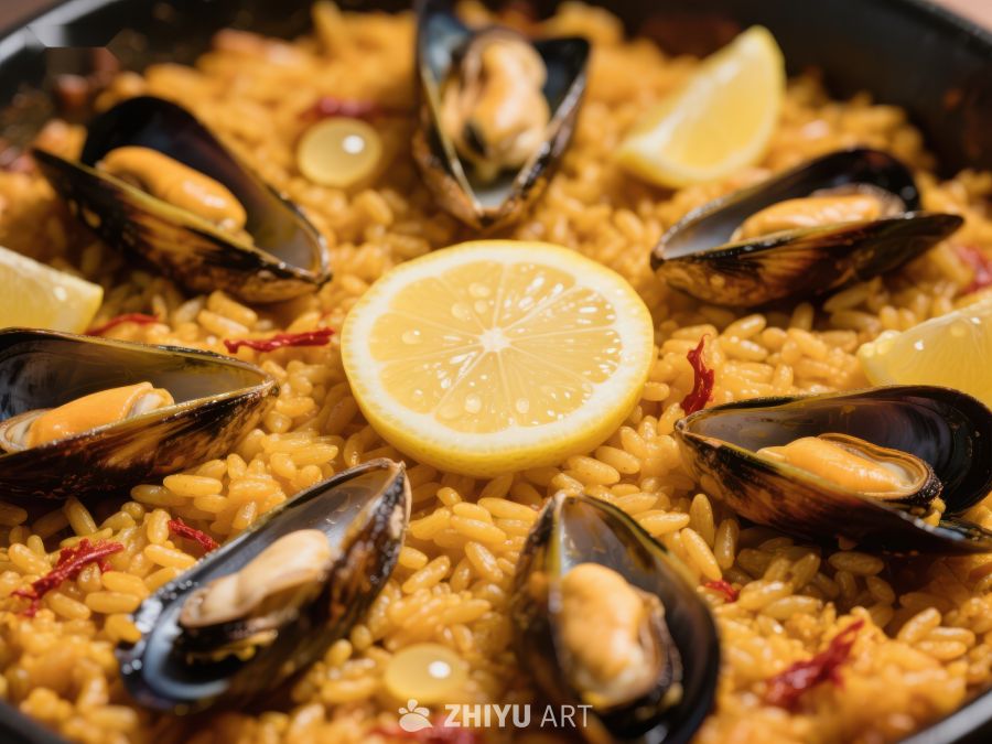 海鲜饭配柠檬与贻贝 156