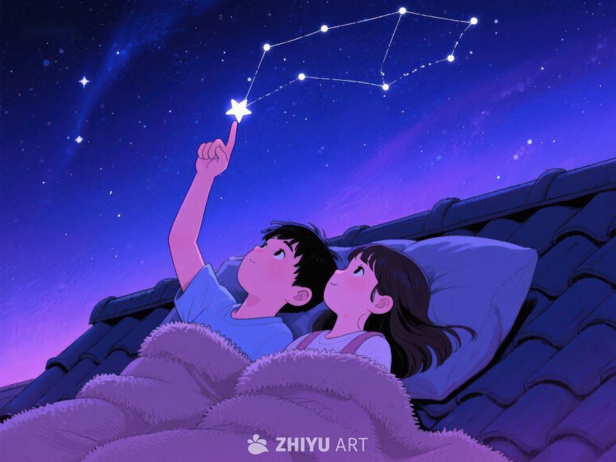 夜空下指星的少年少女 1078