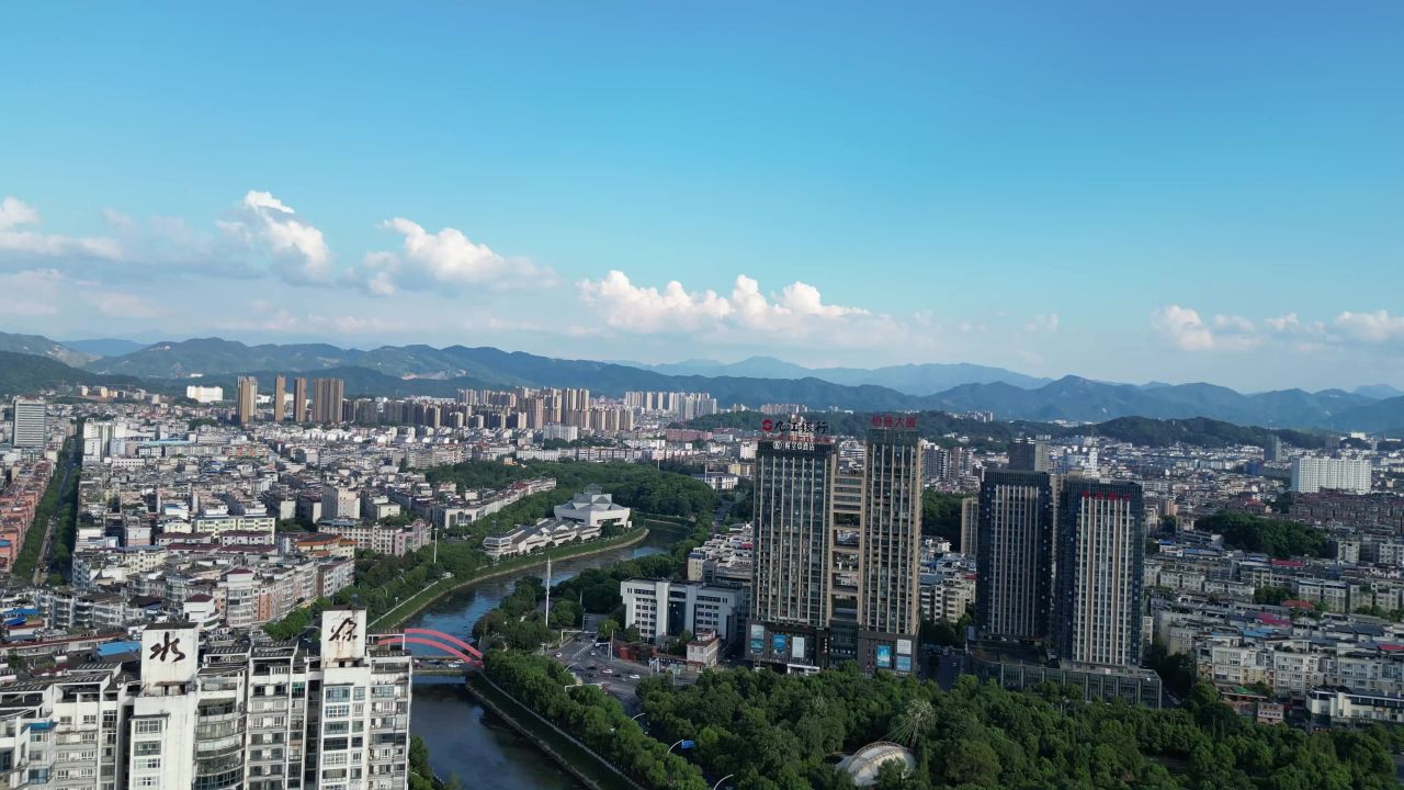 航拍江西萍乡城市天际线萍乡大景