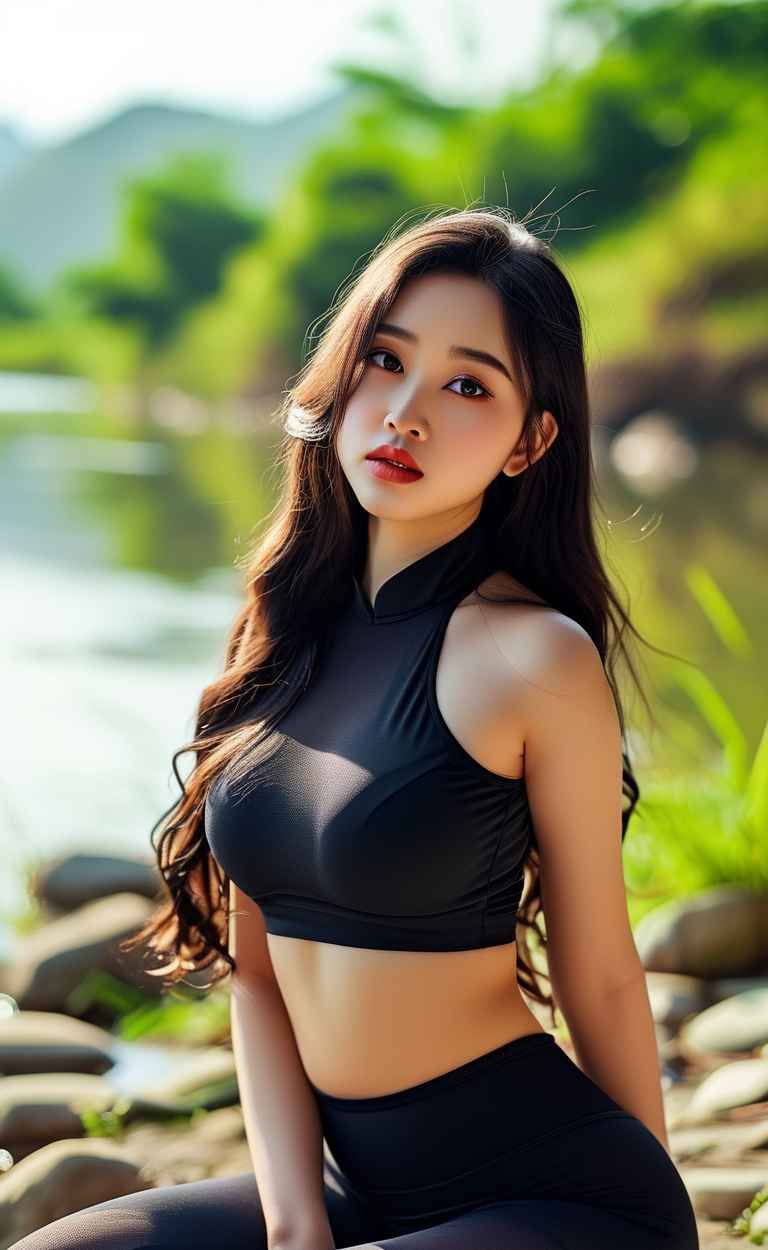 黑色美女瑜伽紧身 8