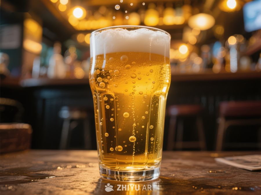 酒吧桌上的一杯泡沫啤酒 538