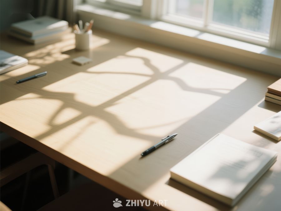 阳光洒落的书桌一角 1321
