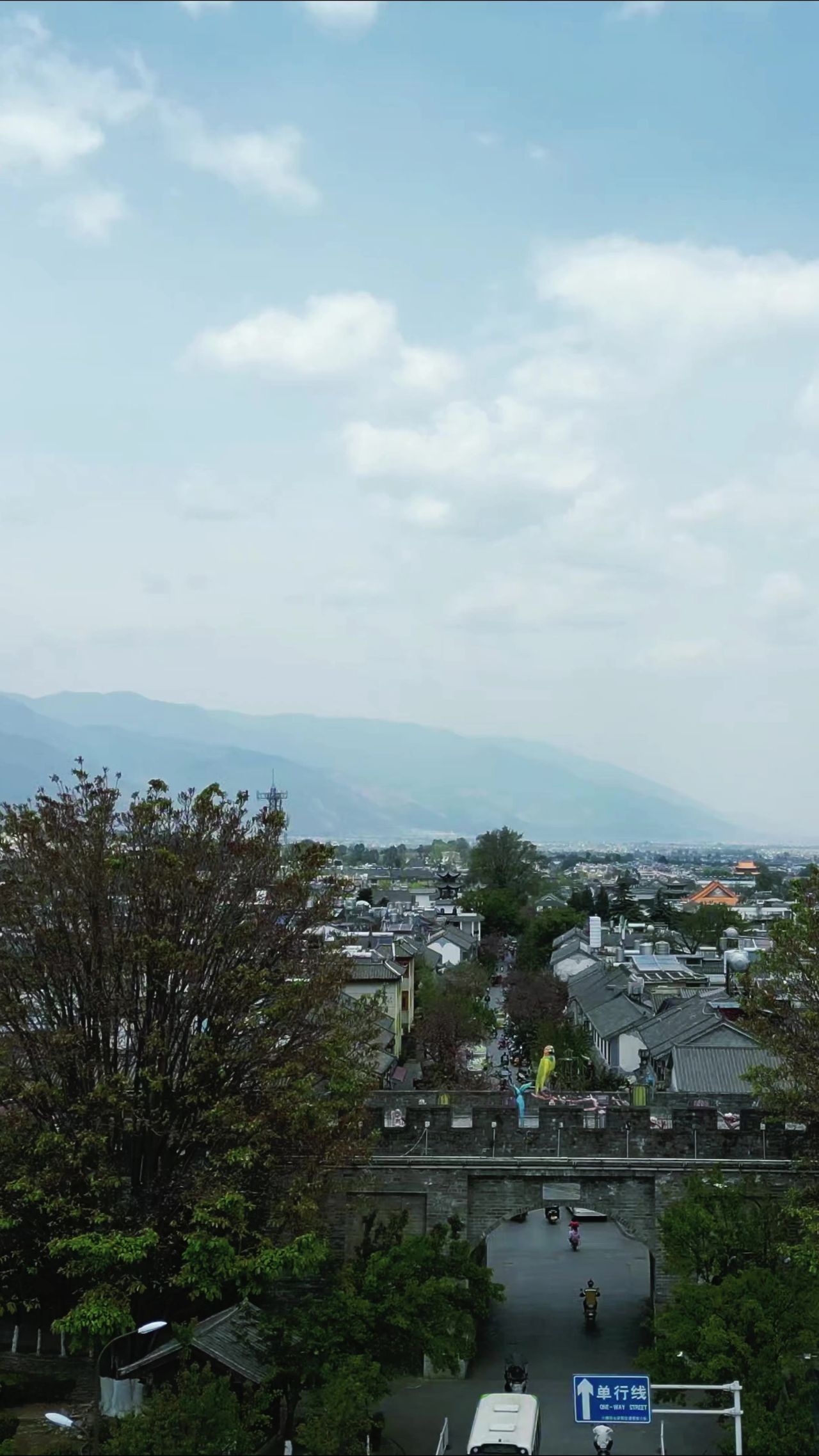 云南大理古镇著名旅游景区竖屏航拍 