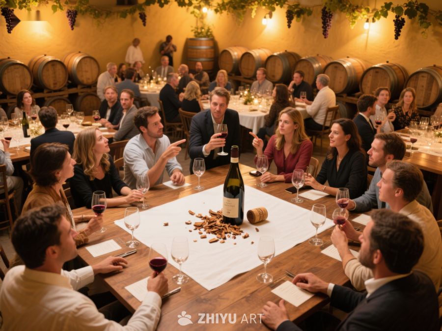 酒庄品鉴会，众人围桌共赏美酒 193