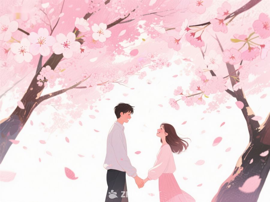 樱花树下情侣牵手 1113