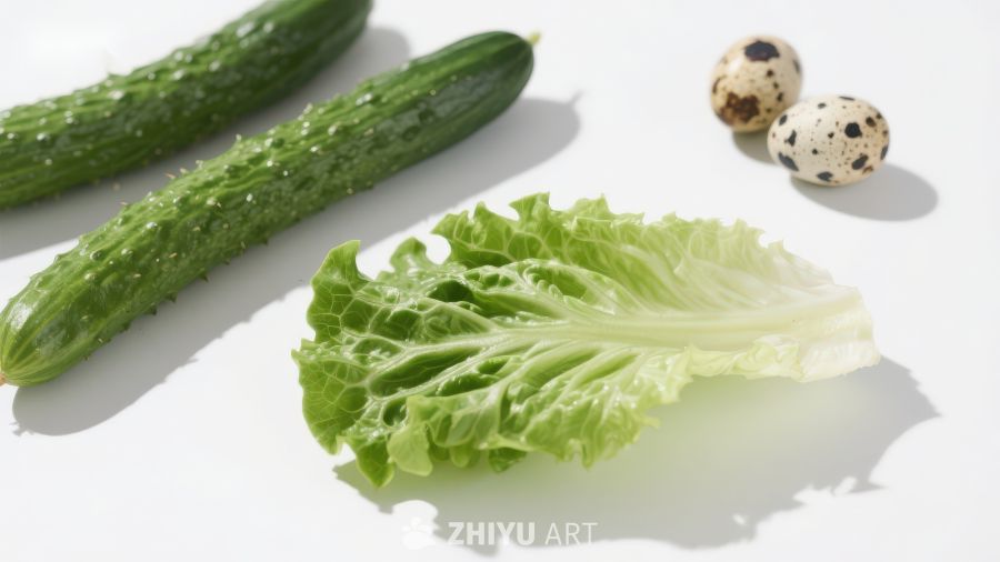 新鲜蔬菜与鹌鹑蛋静物