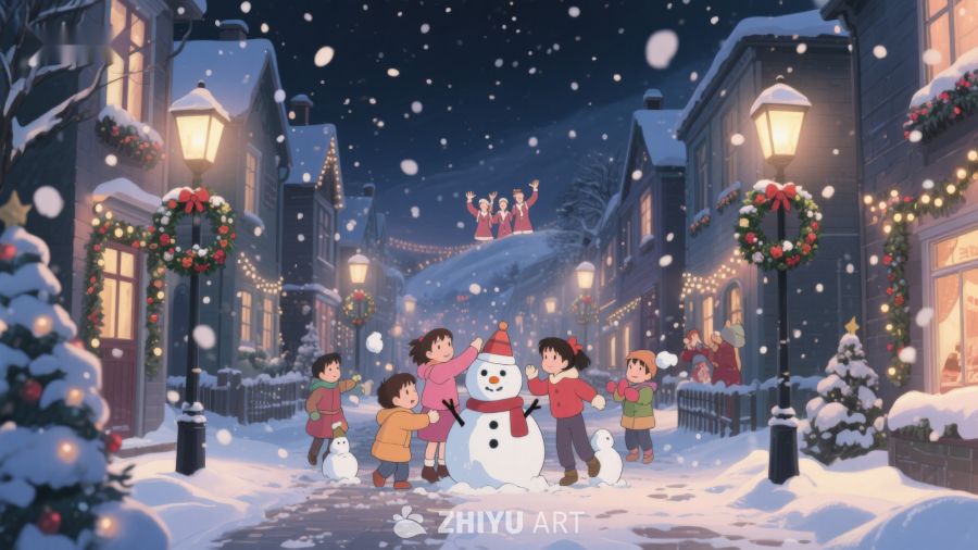 冬夜雪景中的欢乐时光 118