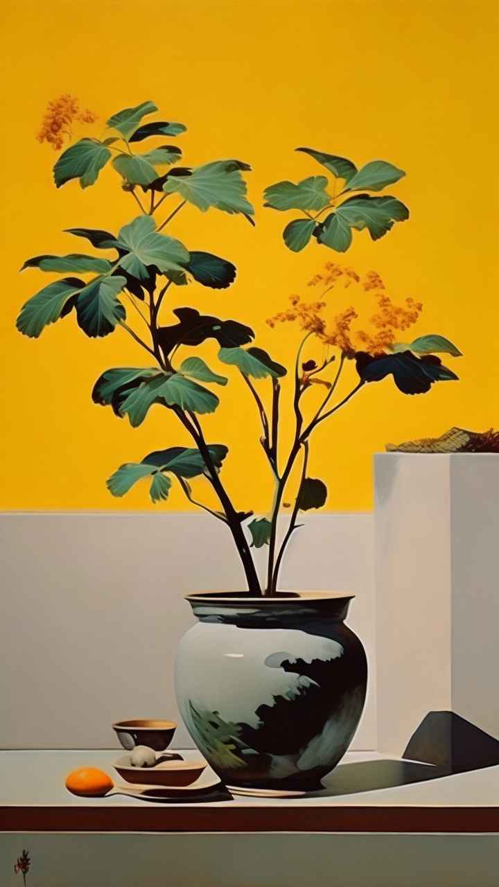 植物抽象黄色静态插画 26