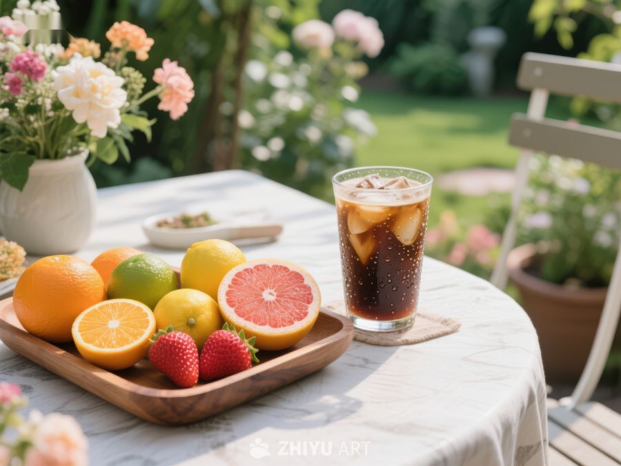 夏日花园里的水果与冰饮 585