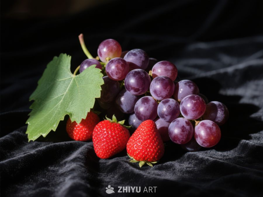 葡萄与草莓的静物组合 299