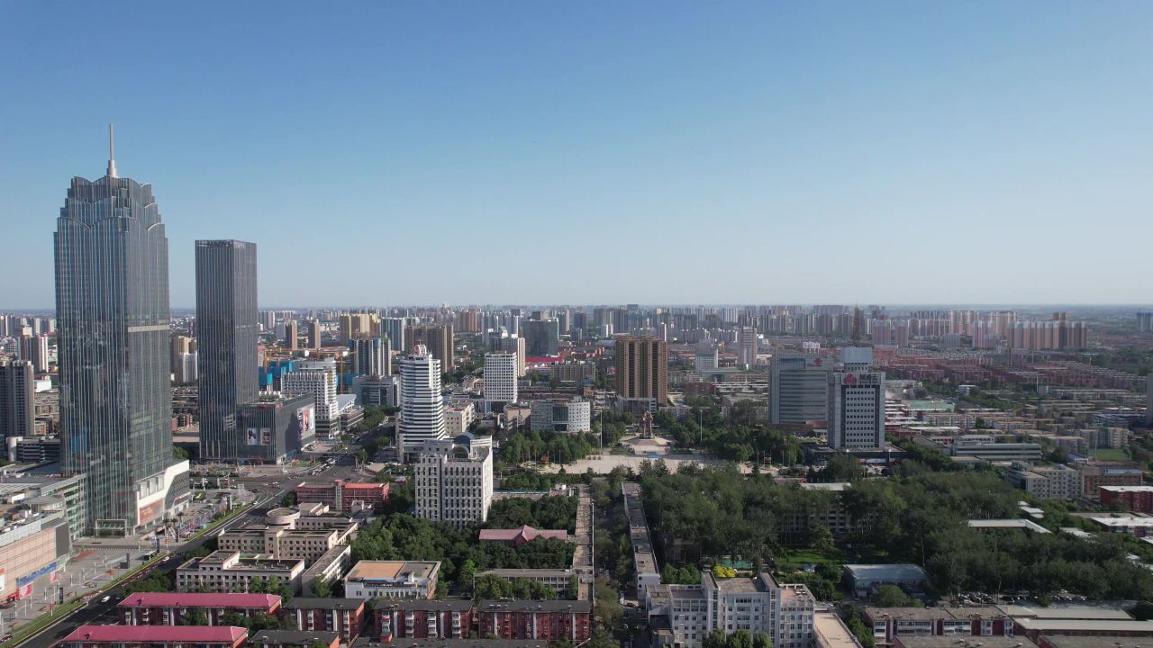 河北保定城市风光地标建筑航拍 