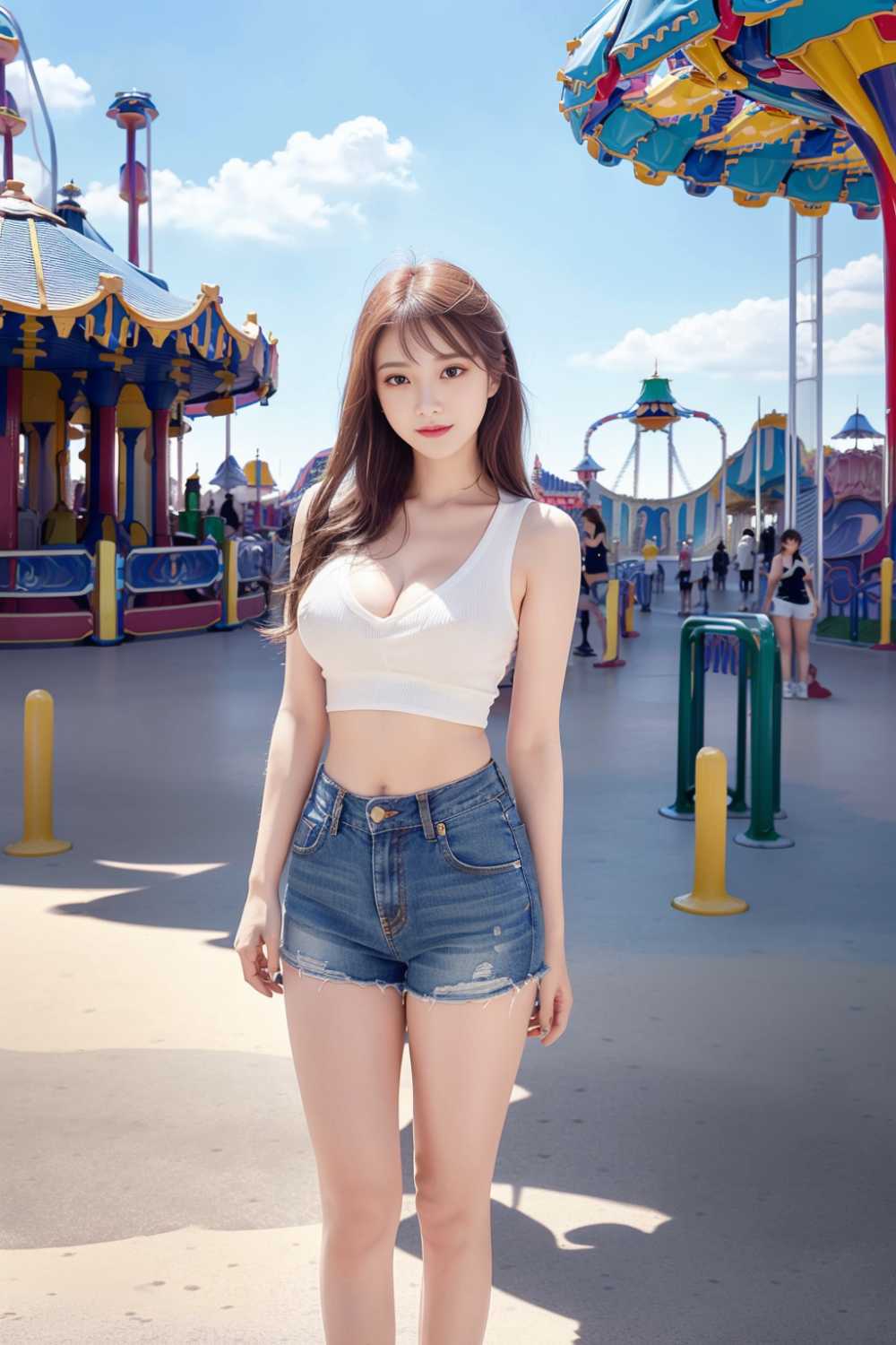 儿童节游乐园美女