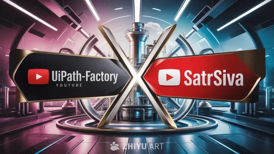 画面中呈现一个未来工厂风格的YouTube频道横幅